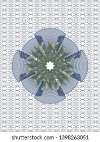 Blue and green money style rosette. Vector Illustration. Detailed.