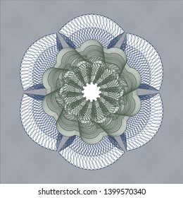 Blue and green money style rosette. Vector Illustration. Detailed.