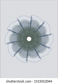 Blue and green money style rosette. Vector Illustration. Detailed.