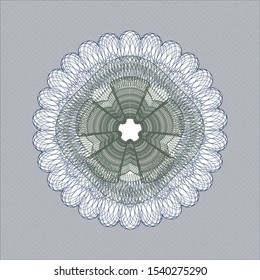 Blue and green money style rosette. Vector Illustration. Detailed.