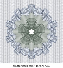 Blue and green money style rosette. Vector Illustration. Detailed.
