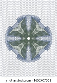 Blue and green money style rosette. Vector Illustration. Detailed.