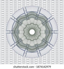 Blue and green money style rosette. Vector Illustration. Detailed. 