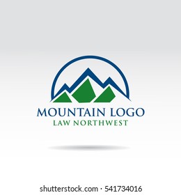 Blue and green Mountain logo template design. Nature and healt. Vector illustrator eps.10