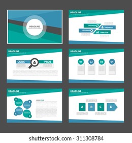 Blue and green multipurpose infographic presentation template flat design set for advertising marketing brochure flyer leaflet