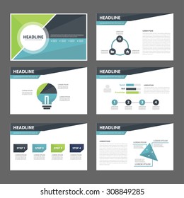 Blue and green multipurpose presentation infographic element and light bulb symbol icon template flat design set for advertising marketing brochure flyer 