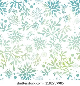 Blue green nautical seaweed seamless pattern. Great for marine inspired fabric, invitations, wallpaper, giftwrap projects.