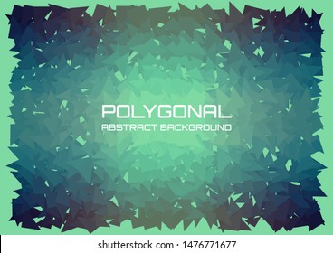 Blue green neon background and gradient in the form of fragments of shattered broken glass, suitable for cover poster or backdrop.