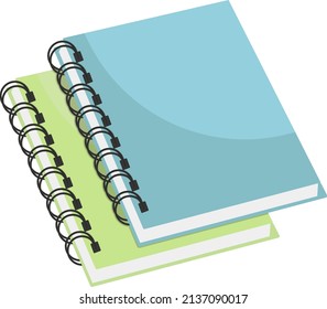Blue and green notebooks, illustration, vector on a white background.