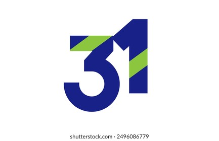 Blue Green Number Logo Geometry Simple Nature