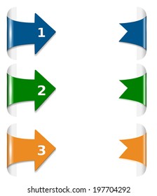 Blue and green and orange arrows on white background vector