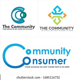 Blue green orange black pattern initial letter symmetrical circle square crescent modern human logo design concept suitable for business man community non profit digital website company foundation