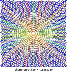 Blue green orange dot circle on white abstract background