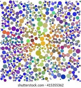 Blue green orange dot on white background