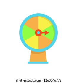 Blue, green and orange fortune wheel illustration. Game, gambling, luck. Casino concept. Vector illustration can be used for topics like casino, circus, entertainment