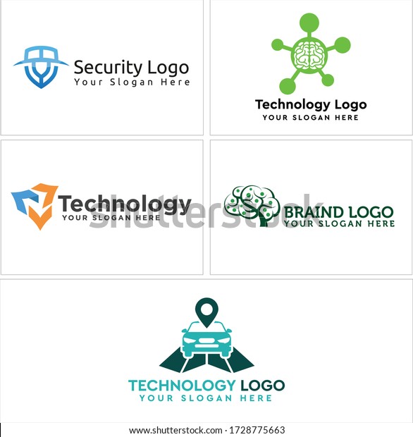 Blue green orange icon symbol shield arrow car pin\
map navigation and brain tree tech icon initial logo vector idea\
design suitable for technology security search business company app\
web travel