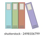 Blue, green, orange and purple office filing cabinets