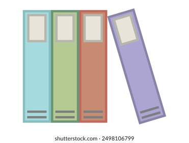 Blue, green, orange and purple office filing cabinets