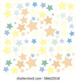 Blue, Green, Orange and Yellow Stars on White Background