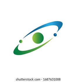 blue green orbit planet logo tech design satellite web rings concept Vector illustration 