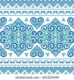 Blue and green ornamental seamless pattern. Vintage, paisley elements. Ornament. Traditional, Ethnic, Turkish, Indian motifs. Great for fabric and textile, wallpaper, packaging or any desired idea