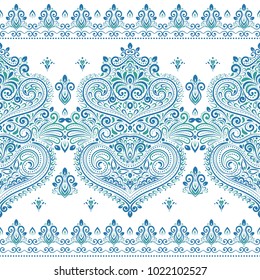 Blue and green ornamental seamless pattern. Vintage, paisley elements. Ornament. Traditional, Ethnic, Turkish, Indian motifs. Great for fabric and textile, wallpaper, packaging or any desired idea