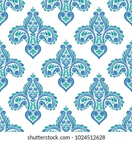 Blue and green ornamental seamless pattern. Vintage, paisley elements. Ornament. Traditional, Ethnic, Turkish, Indian motifs. Great for fabric and textile, wallpaper, packaging or any desired idea
