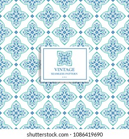 Blue and green ornamental seamless pattern. Vintage, paisley elements. Ornament. Traditional, Ethnic, Turkish, Indian motifs. Great for fabric and textile, wallpaper, packaging or any desired idea. 
