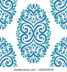 Blue and green ornamental seamless pattern. Vintage vector, paisley elements. Ornament. Traditional, Turkish, Indian motifs. Great for fabric and textile, wallpaper, packaging or any desired idea. 