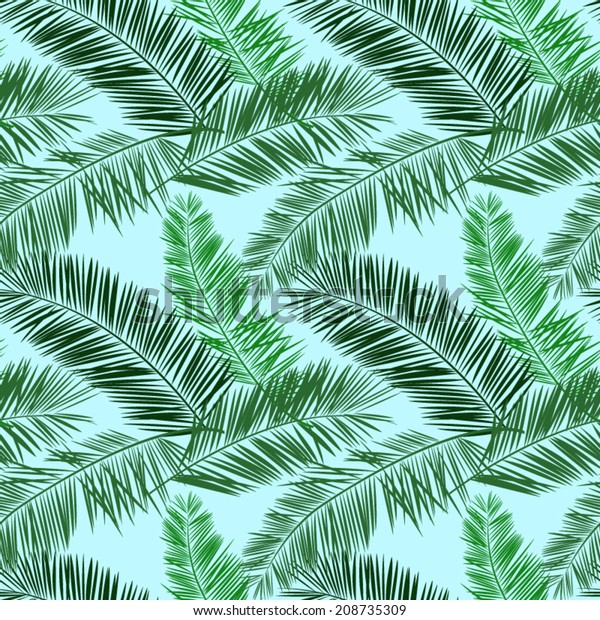 Blue Green Palm Seamless Vector Pattern Stock Vector (Royalty Free