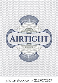 Blue and green passport emblem with text Airtight inside