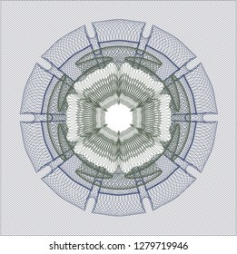 Blue and green passport money rosette