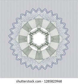 Blue and green passport money rosette
