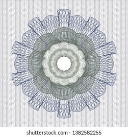 Blue and green passport money rosette. Vector Illustration. Detailed.