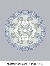 Blue and green passport money rosette. Vector Illustration. Detailed.