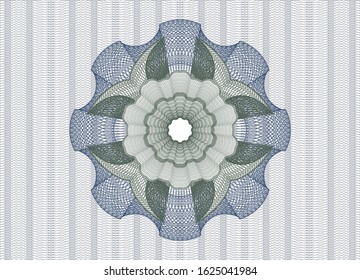 Blue and green passport money rosette. Vector Illustration. Detailed.
