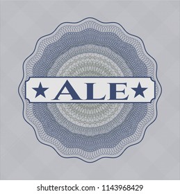 Blue and green passport money rossete with text Ale inside