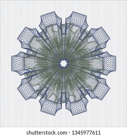 Blue and green passport money style rosette