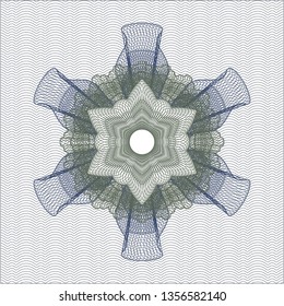 Blue and green passport money style rosette