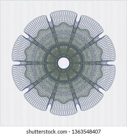 Blue and green passport money style rosette