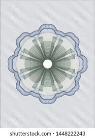 Blue and green passport money style rosette. Vector Illustration. Detailed.