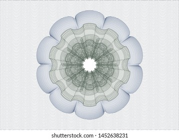 Blue and green passport money style rosette. Vector Illustration. Detailed.