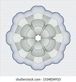 Blue and green passport money style rosette. Vector Illustration. Detailed.