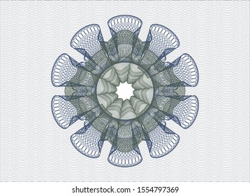 Blue and green passport money style rosette. Vector Illustration. Detailed.