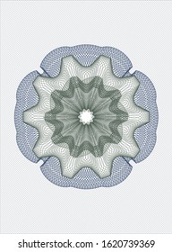 Blue and green passport money style rosette. Vector Illustration. Detailed.