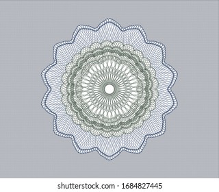 Blue and green passport money style rosette. Vector Illustration. Detailed.