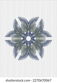 Blue and green passport money style rosette. Vector Illustration. Detailed. 