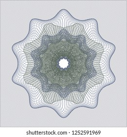 Blue and green passport rosette