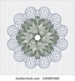 Blue and green passport rosette