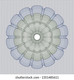 Blue and green passport rosette